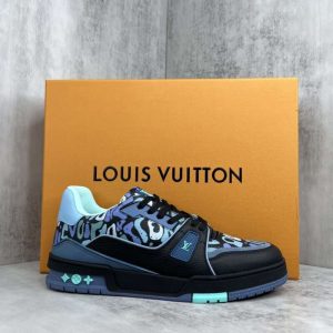 Replica Louis Vuitton Trainer Sneakers Black Green#LV082