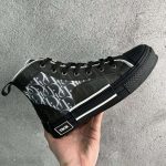 Replica Dior Essentials B23 HIGH-TOP SNEAKER Black And White Oblique Canvas