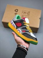 Replica Gucci Basket Demetra Lace Up Low Top Sneaker Multicolor White Black Red Yellow