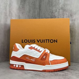 Replica Louis Vuitton Trainer Sneakers Orange White#LV089