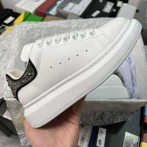 Replica Alexander Mcqueen Oversized Sneaker in White with Strass Spoiler Silver