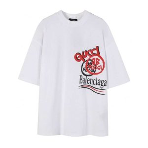 Replica  Balenciaga x GUCCI New Crew Neck T-shirts For Unisex #HTS48