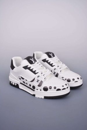 Replica Louis Vuitton Trainer Sneaker Low  Black White#LVS067
