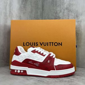Replica Louis Vuitton Trainer Sneakers White Red#LV085