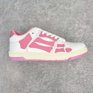 Replica  AMIRI White And Pink Low Skel Top Sneaker