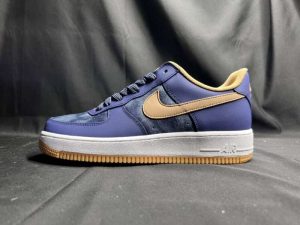Replica Nike Air Force 1 07 Low Denim Blue Brown White Gold #AF078