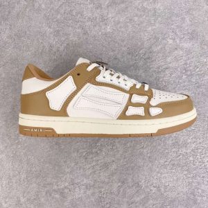 Replica AMIRI Brown And White Low Skel Top Sneaker