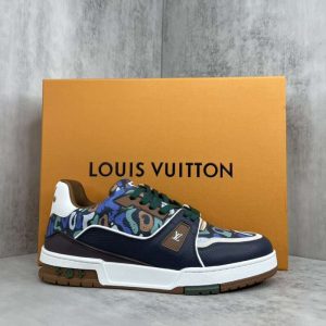Replica Louis Vuitton Trainer Sneakers Black Brown#LV081