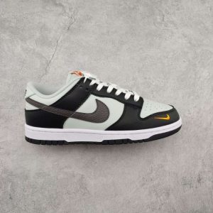 Replica Nike Dunk Low Grey Black Orange Mini Swoosh FN7808-001