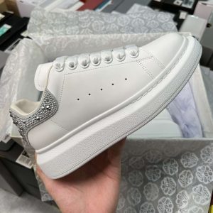 Replica Alexander Mcqueen Oversized Sneaker in White with Strass Spoiler Grey