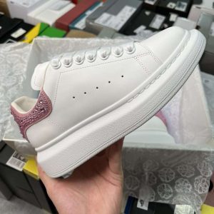 Replica Alexander Mcqueen Oversized Sneaker in White with Strass Spoiler Pink