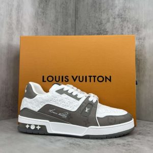Replica Louis Vuitton Trainer Sneakers Grey White#LV088