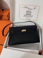 Replica Hermes New Kelly Elan Chevre Chamkila Noir Gold Hardware Black Women’s Bag