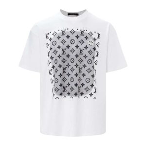 Replica Louis Vuitton New Crew Neck T-shirts For Unisex Black and White#NTS088