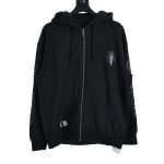 Replica Chrome Hearts Sword Print Zipper Jacket Hoodie Black For Unisex