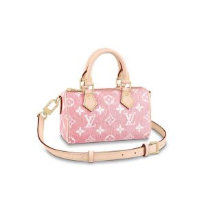 Replica Louis Vuitton Monogram Jacquard Denim Nano Speedy Pink