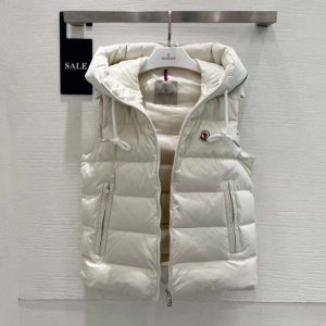 Replica Moncler Brim Letter Hooded Gilet Down Vest Black White and Green