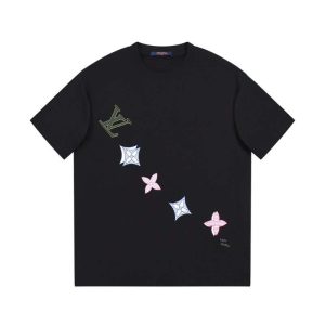 Replica Louis Vuitton New Crew Neck T-shirts For Unisex Black #NTS098