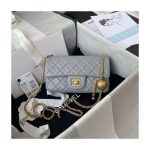 Replica Chanel Lambskin Pearl Flap Bag Grey