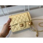 Replica Chanel Lambskin Pearl Mini Flap Bag Yellow