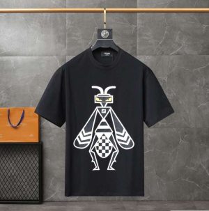 Replica Fendi New Crew Neck T-shirts For Unisex Black  White#HTS72