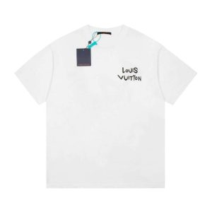 Replica Louis Vuitton New Crew Neck T-shirts For Unisex Black and White#NTS133