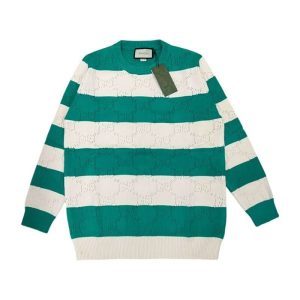 Replica Gucci New Fashionable White Green Stripe Sweaters #GUS003