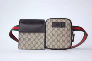 Replica Gucci GG Supreme Monogram Web Belt Bag Black