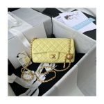 Replica Chanel Lambskin Pearl Flap Bag Yellow