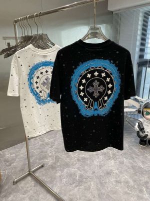 Replica Chrome Hearts 23SS T-Shirts Rhinestone Black WhiteTee#CHT007