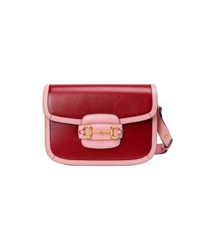 Replica Gucci Horsebit 1955 Small Shoulder Bag Red and Pink Leather