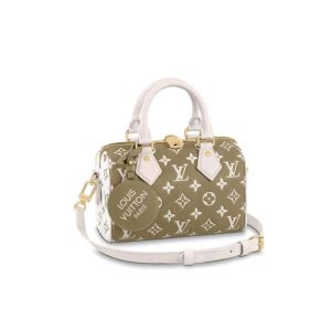 Replica Louis Vuitton Monogram Empreinte Leather Speedy Bandouliere 20 Khaki