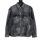 Replica Balenciaga Melting Smiley Face Washed and Distressed Denim Jacket For Unisex