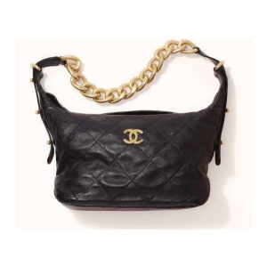 Replica Chanel Black Calfskin Leathe Hobo Bag