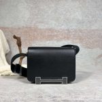 Replica Hermes Geta 20cm Chevre  CK90 Black