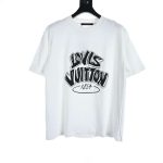 Replica Louis Vuitton Letter Logo Three-dimensional Velvet Foam Printed T-shirt For Unisex White