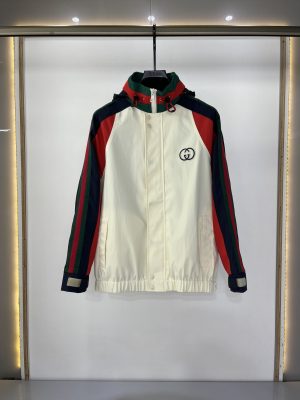 Replica GUCCI Cotton Nylon Jacket With Patch, Size 44, White