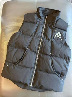 Replica Moose Knuckles New Zipped Gilet Down Vest Black and White