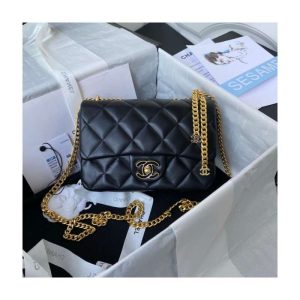 Replica Chanel Small Flap Bag in Lambskin with Enamel CC