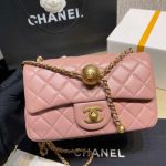 Replica Chanel Lambskin Pearl Flap Bag Pink