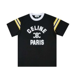 Replica Celine New Crew Neck T-shirts For Unisex Black and White#NTS136