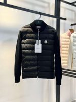 Replica Moncler FW Lightweight Down Jacket Patchwork for Men Black and White